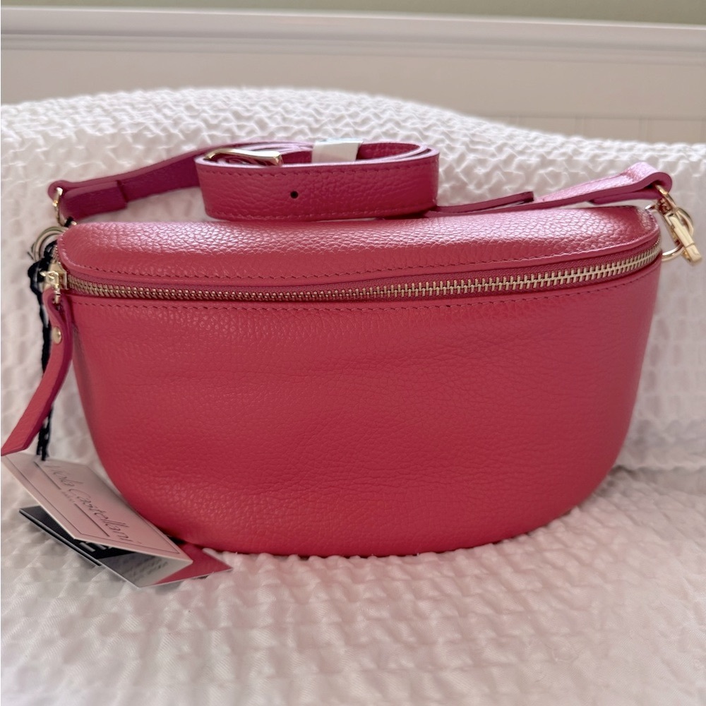 VIOLA CASTELLANI Made in Italy Leather Belt Bag - Fanny Pack - Cross Body